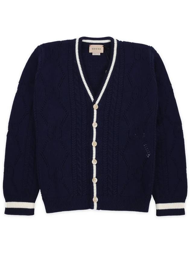 Kids V-Neck Cardigan Navy - GUCCI - BALAAN 4