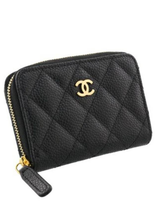 Classic Zipped Coin Purse Grained Calfskin & Gold Black - CHANEL - BALAAN 3