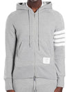 Engineered 4 Bar Diagonal Zip Up Hoodie Light Grey - THOM BROWNE - BALAAN 4