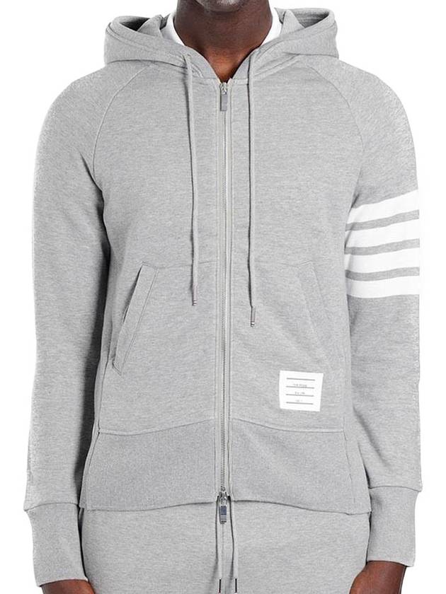 Engineered 4 Bar Diagonal Zip Up Hoodie Light Grey - THOM BROWNE - BALAAN 4