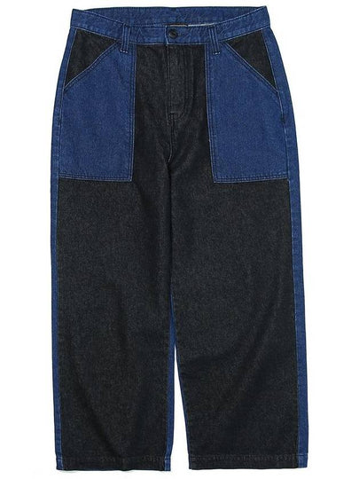 Color Block Denim Wide Pants Black - OGARP - BALAAN 2