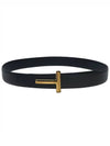 T Logo Reversible Leather Belt Black Brown - TOM FORD - BALAAN 2