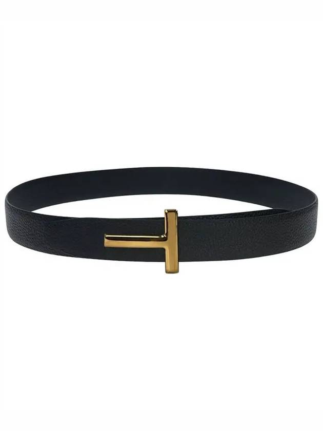 T Logo Reversible Leather Belt Black Brown - TOM FORD - BALAAN 2