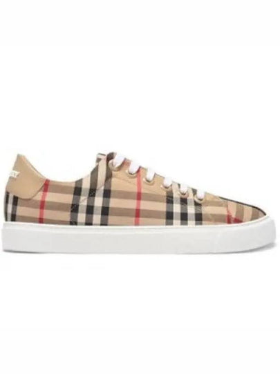 Vintage Check and Leather Sneakers Archive Beige - BURBERRY - BALAAN 2