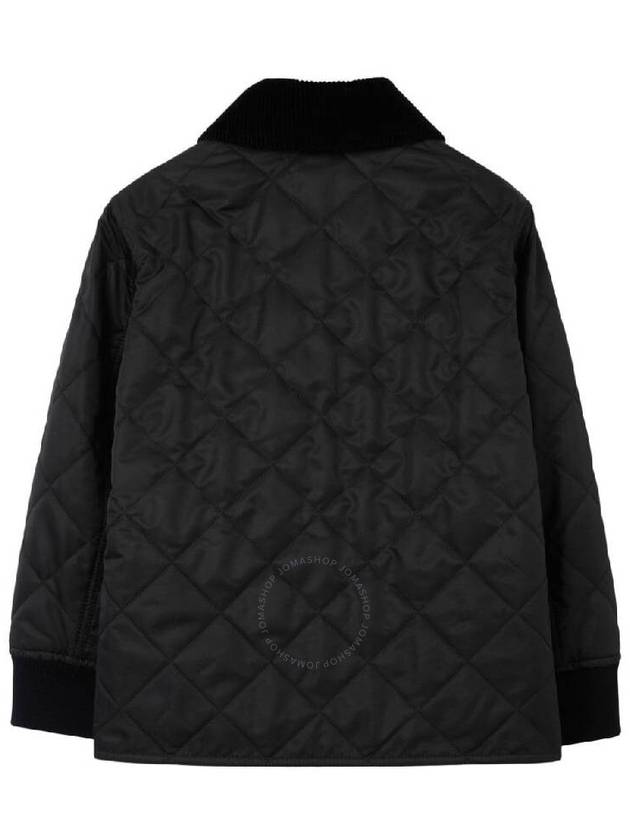 Kids Corduroy Collar Diamond Quilted Jacket Black - BURBERRY - BALAAN 3