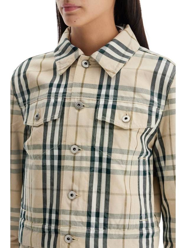 Check Cropped Denim Jacket Grain - BURBERRY - BALAAN 5