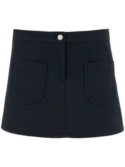 2-Pocket Twill Mini A-Line Skirt Black - COURREGES - BALAAN 2