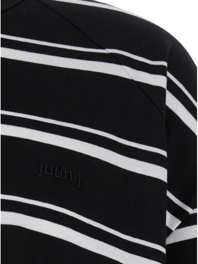 Black And White Crewneck T-Shirt With Double Layered Sleeves In Cotton Man - JUUN.J - BALAAN 3