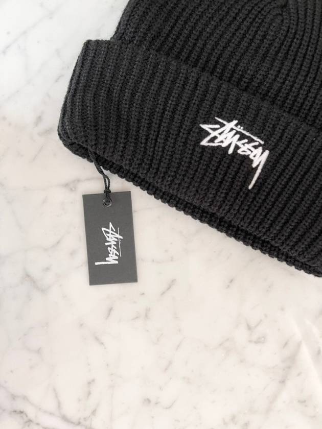 Logo Stock Cuff Beanie Black - STUSSY - BALAAN 6