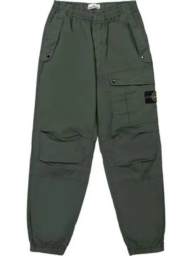 Logo Twill Cotton Cargo Track Pants Musk Green - STONE ISLAND - BALAAN 2