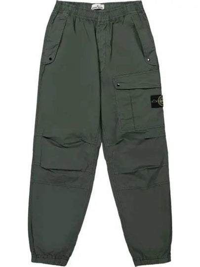 Logo Twill Cotton Cargo Track Pants Musk Green - STONE ISLAND - BALAAN 2