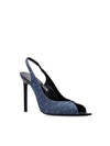 Monogram Jacquard Slingback Heels Blue - SAINT LAURENT - BALAAN 4