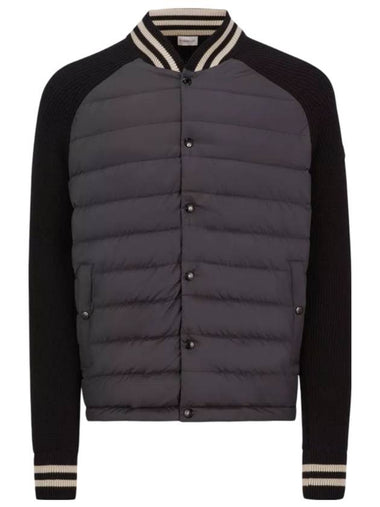 Padded Cotton Cardigan Black - MONCLER - BALAAN 1