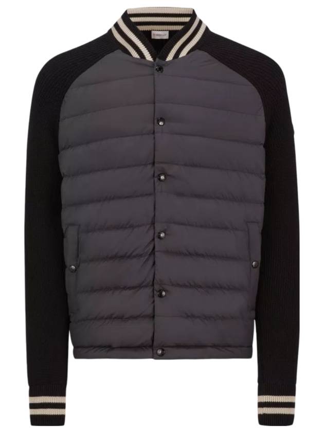 Padded Cotton Cardigan Black - MONCLER - BALAAN 1