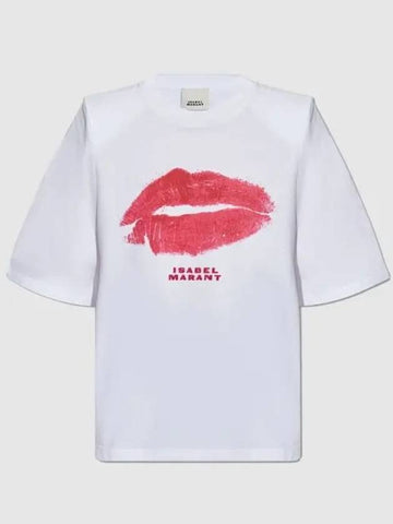 T99 Lip Print Women s T Shirt TS0105FB A3N54I - ISABEL MARANT - BALAAN 1