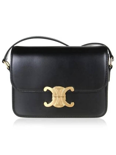 Teen Triomphe Shiny Calfskin Cross Bag Black - CELINE - BALAAN 2