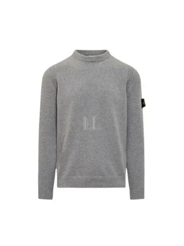 Logo Patch Lambswool Crewneck Knit Top Melange Grey - STONE ISLAND - BALAAN 2