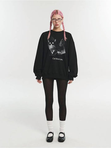 Cat Bless You Sweatshirt Black - ITZAVIBE - BALAAN 1