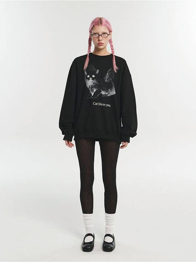 Cat Bless You Sweatshirt Black - ITZAVIBE - BALAAN 2