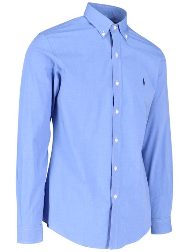 Embroidered Logo Pony Long Sleeve Shirt Blue - POLO RALPH LAUREN - BALAAN 3