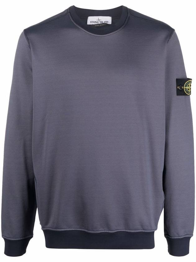 Men's Wappen Patch Round Cotton Nylon Fleece Sweatshirt Dark Blue - STONE ISLAND - BALAAN 3