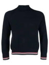 Striped Detail Cashmere Turtleneck Navy - THOM BROWNE - BALAAN 2