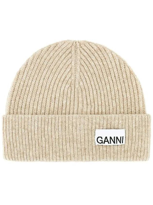 Women's Logo Wool Beanie Sand Beige - GANNI - BALAAN 2