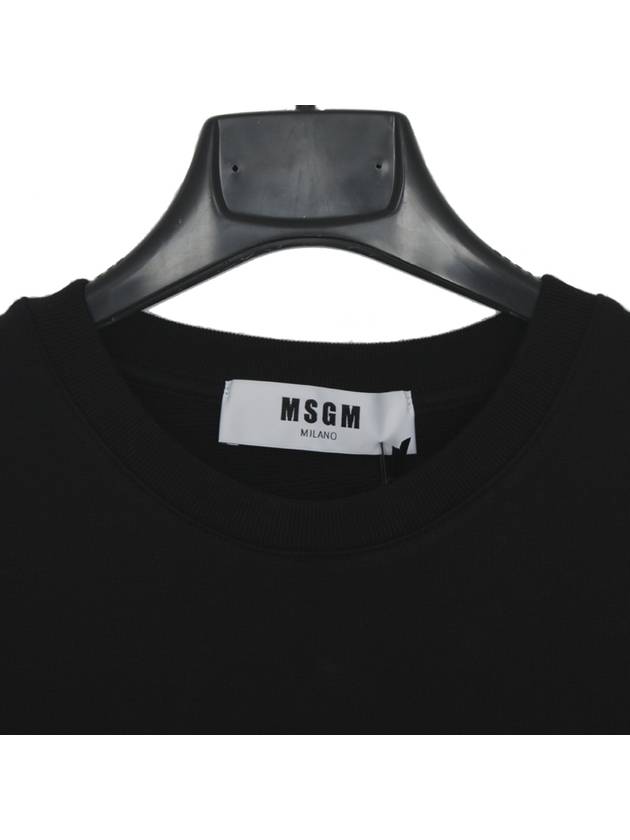 Logo Print Crew Neck Cotton Sweatshirt Black - MSGM - BALAAN 3