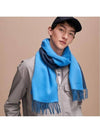 Recto Verso Reversible Cashmere Muffler Blue - HERMES - BALAAN 3