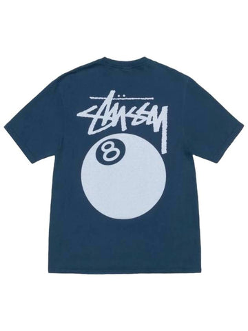 8-Ball Pigment Dyed Short Sleeve T-Shirt Navy - STUSSY - BALAAN 1