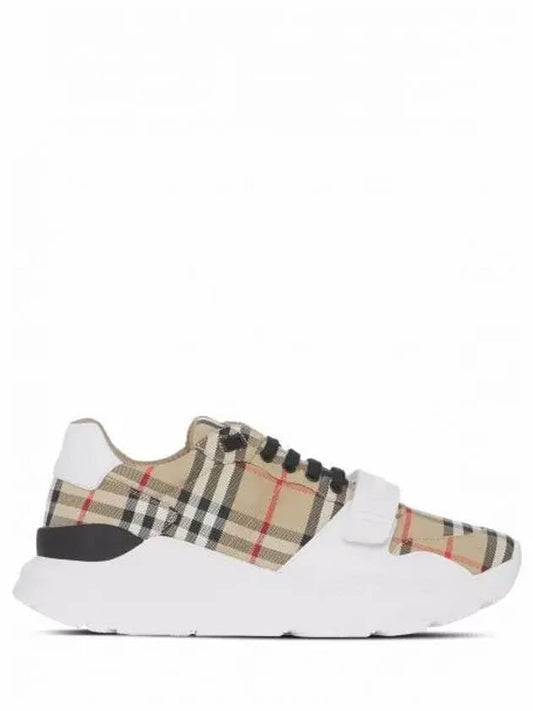 Vintage Check And Leather Sneakers White Archive Beige - BURBERRY - BALAAN 2