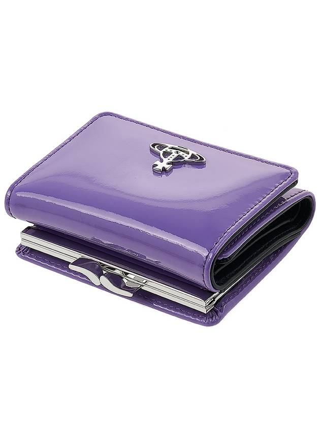 Shiny Patent Small Frame Leather Card Wallet Purple - VIVIENNE WESTWOOD - BALAAN 5