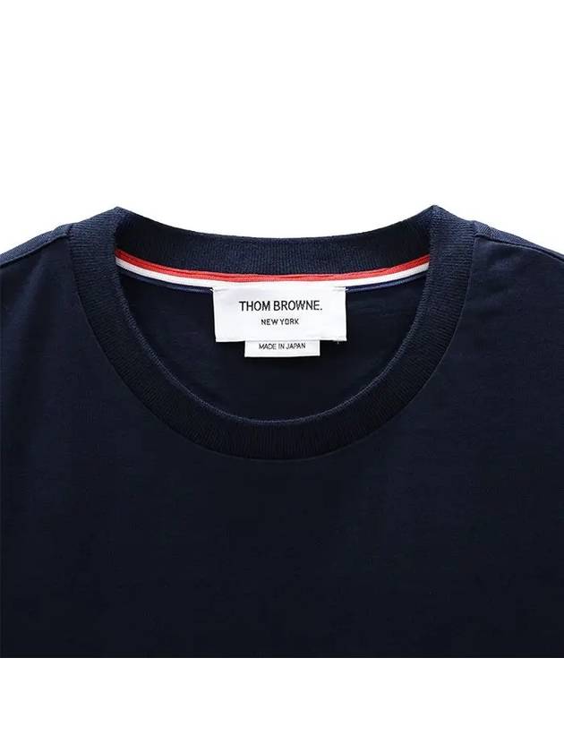 Men's Side Slit Relaxed Short Sleeve T-Shirt Navy - THOM BROWNE - BALAAN 3