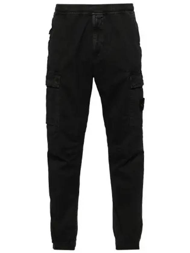 Stretch Cotton Cargo Straight Pants Black - STONE ISLAND - BALAAN 2