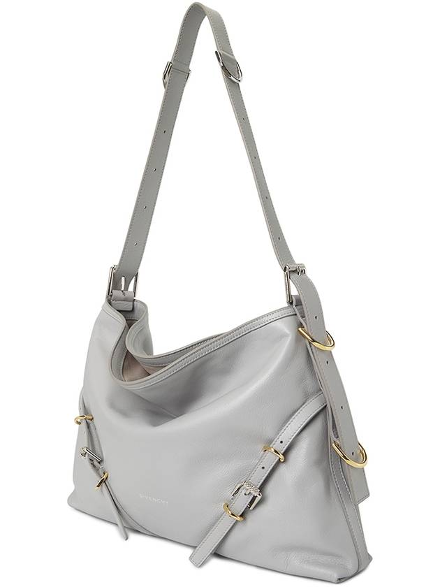 Voyou Medium Leather Shoulder Bag Grey - GIVENCHY - BALAAN 3