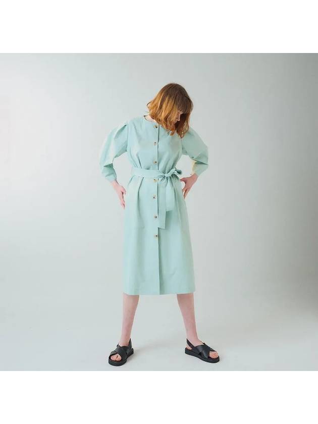 Puffed Sleeve Shirt Long Dress Mint - VOYONN - BALAAN 2