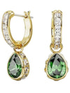 Chroma Drop Pear Cut Earrings Gold Green - SWAROVSKI - BALAAN 1