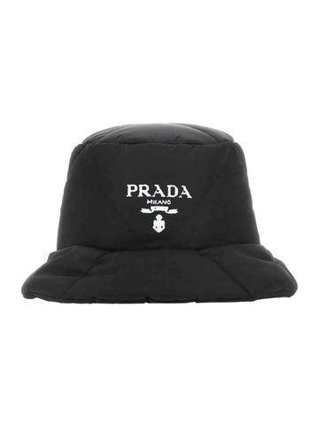 Logo Padded Bucket Hat Black - PRADA - BALAAN 1