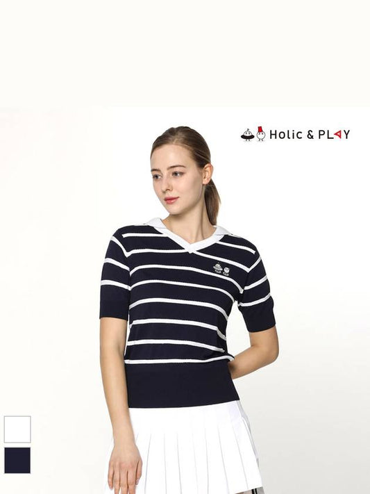 Marine Look STRIPE Cerakara Short Sleeve SweaterHE2WSW001 - HOLIC&PLAY - BALAAN 1