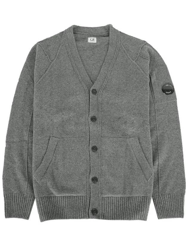 Men's Lens Wappen Lambswool Cardigan Grey - CP COMPANY - BALAAN 2