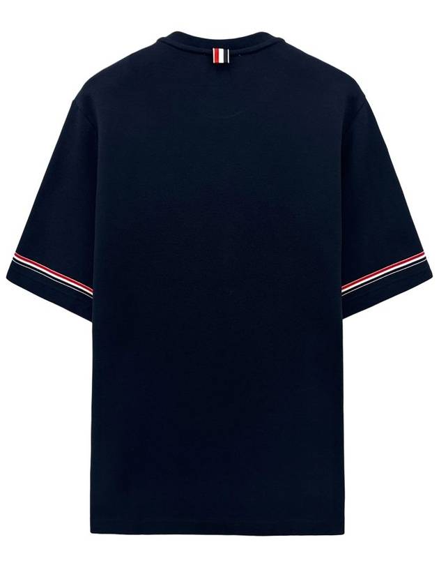 Cotton Rugby Short Sleeve T-Shirt Navy - THOM BROWNE - BALAAN 3