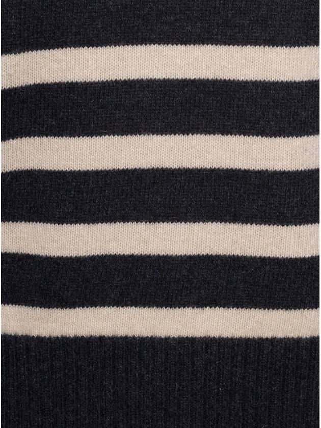 Grey Striped Sweater With Wide Crewneck And Long Sleeves In Wool Woman - SEMI COUTURE - BALAAN 3