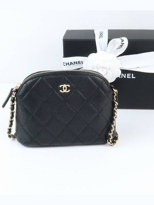 Classic Half Moon Caviar Mini Cross Bag Black - CHANEL - BALAAN 3