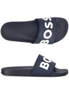 Kirk Embossed Logo Sliders Slippers Navy - HUGO BOSS - BALAAN.