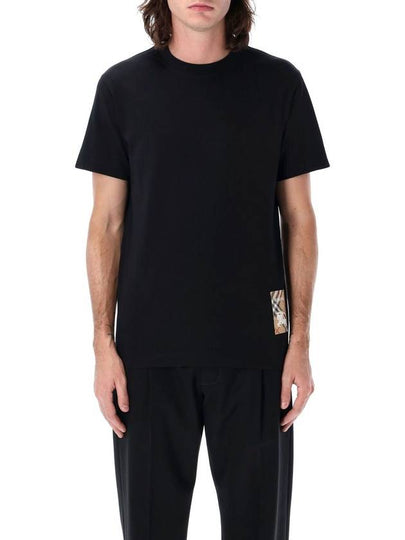 Check Label Cotton Short Sleeve T-Shirt Black - BURBERRY - BALAAN 2