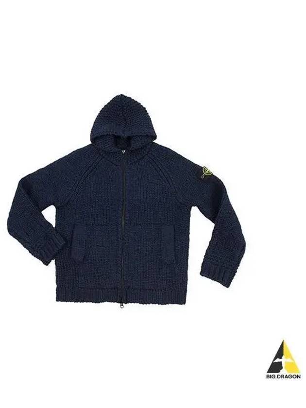 Wappen Patch Chunky Knit Hooded Jacket Navy 7715544D4 - STONE ISLAND - BALAAN 1