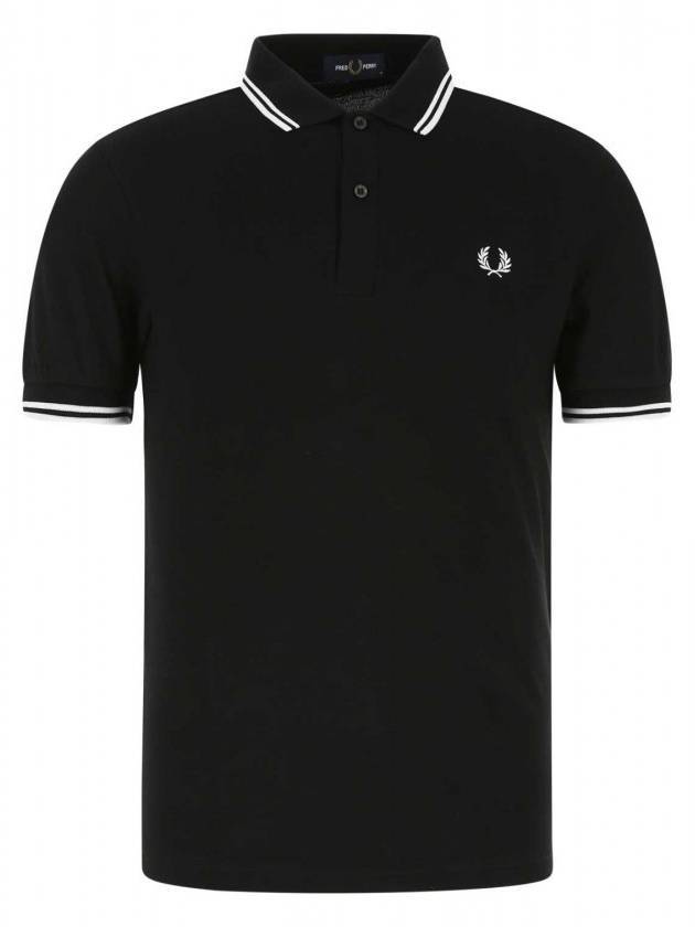 Twin Tip Logo Short Sleeve Polo Shirt Black - FRED PERRY - BALAAN 1