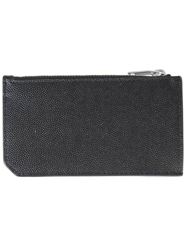 Leather Zipper Classic Fragment Card Wallet Black - SAINT LAURENT - BALAAN 3