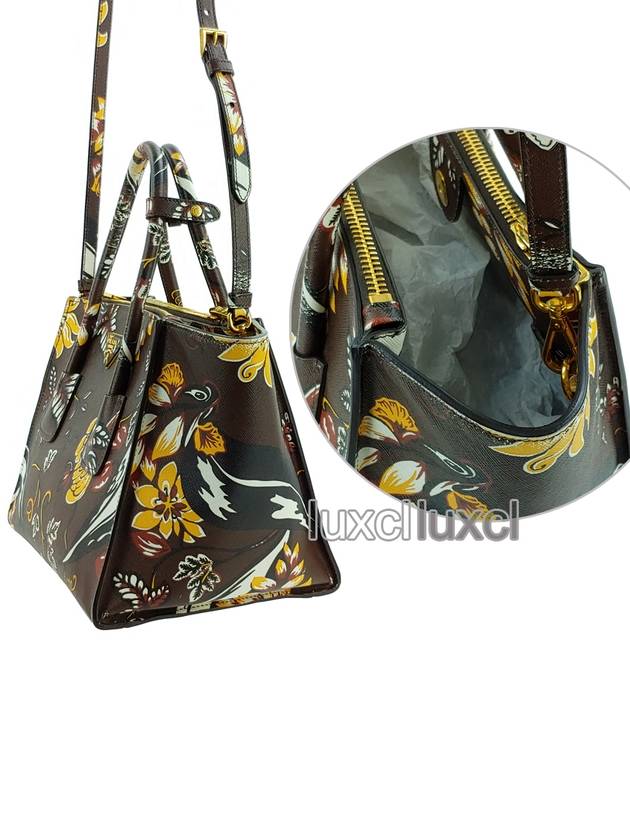 Saffiano Double Zipper Flower Satchel Shoulder Bag B2625P - PRADA - BALAAN 4