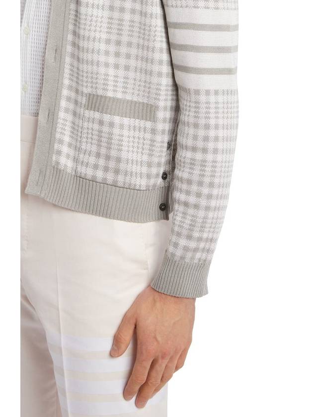 Check Jacquard V-Neck Cardigan Grey - THOM BROWNE - BALAAN 5